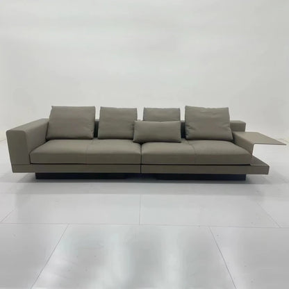 Modern Minimalist Living Room Furniture Microfiber Leather 3 Seat Section Couch Line Fabric Modular Sofa