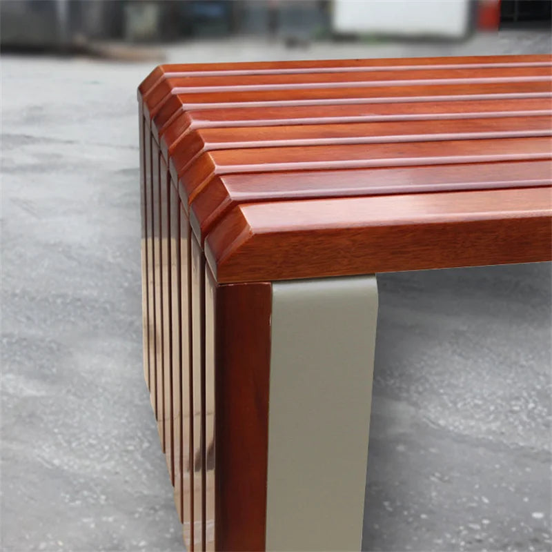 Mobilier d'extérieur, siège de banc sans dossier en bois frais, siège extérieur de parc, banc de Patio de jardin public sans dossier
