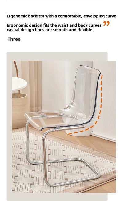 Nordic Modern Clear Acrylic Dining Chair Transparent Plastic Thickened Backrest Chair Simple Home Dining Room Furniture Design