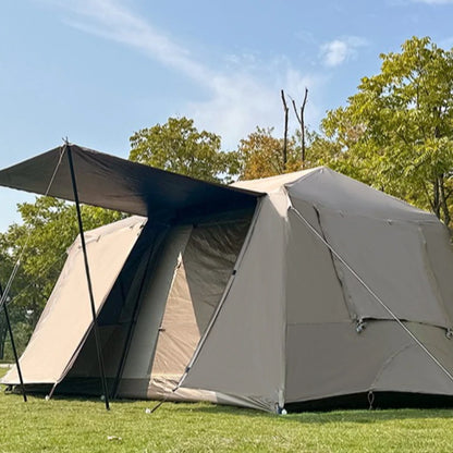 Oxford Cloth Beach Tent Rainproof Sunproof Ventilation Nature Hike Family Travel Shelter Tent Large Space Camping Supplies Tents