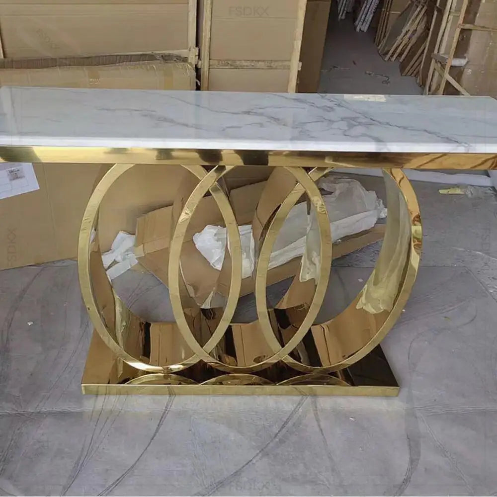 Luxury Modern Stainless Steel Metal Wedding Table with Glass Top Durable Hotel Furniture for Dining Wedding Events