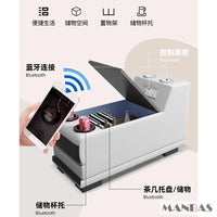 Modern Genuine Leather Sofa Living Room By MANBAS - Stylish Italian Couch with Bluetooth Speaker, USB & Adjustable Headrests