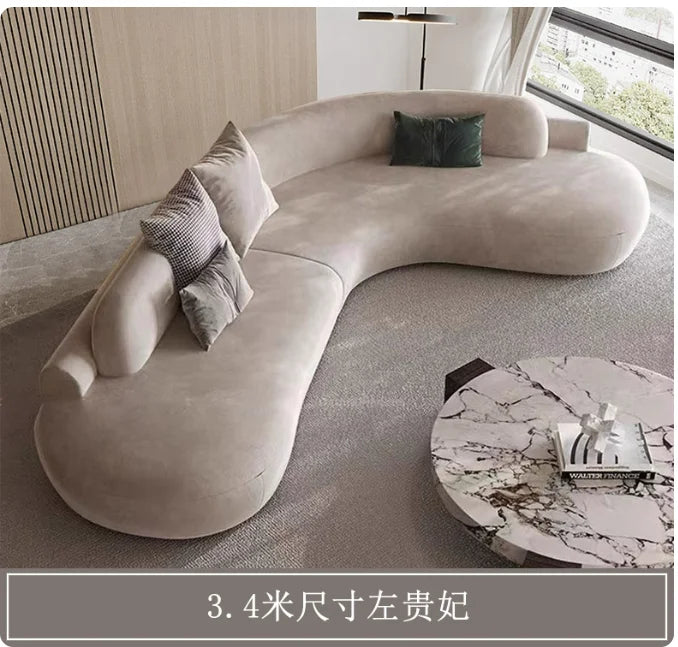 Customizable Italian Minimalist Arc Sofa - Modern Luxury Designer Fabric Sectional for Model Homes