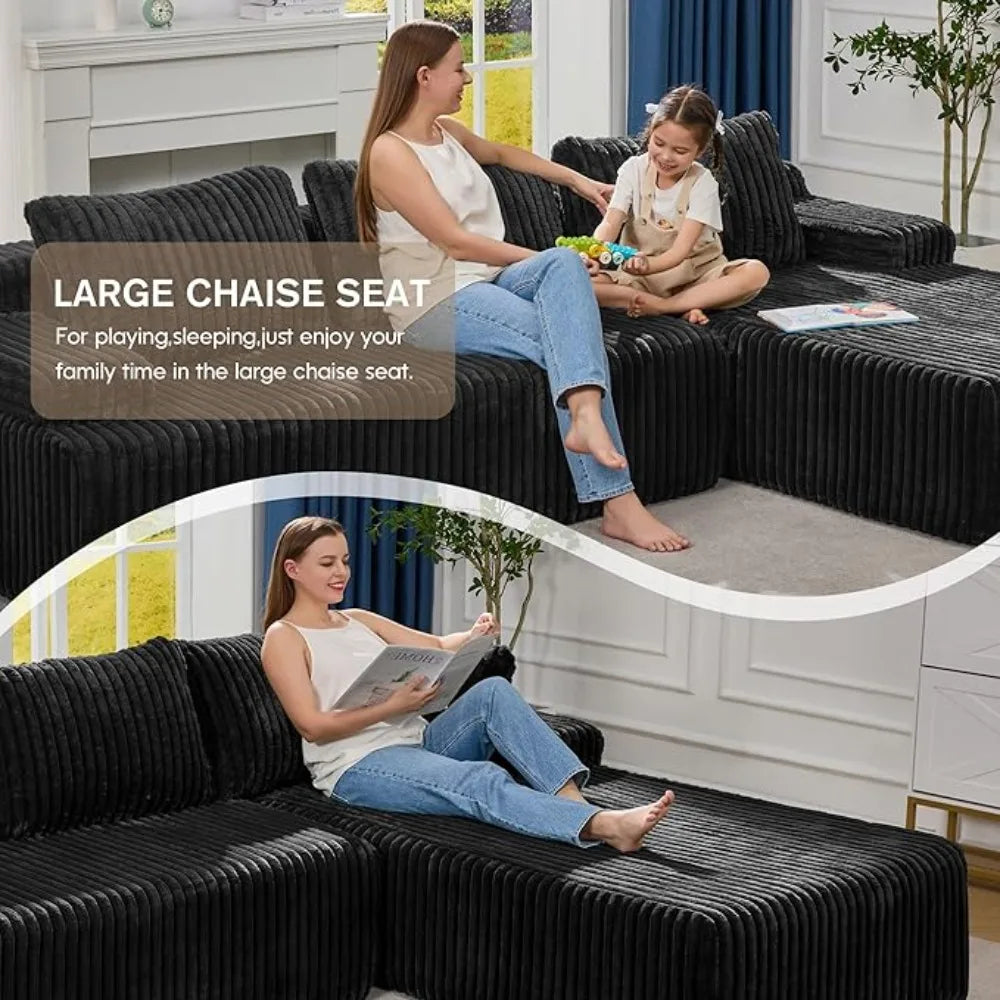 108'' L-Shape Memory Foam Modular Sectional Sofa Couch 3 Seat Living Room Furniture Set