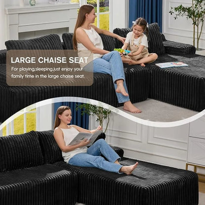 108'' L-Shape Memory Foam Modular Sectional Sofa Couch 3 Seat Living Room Furniture Set
