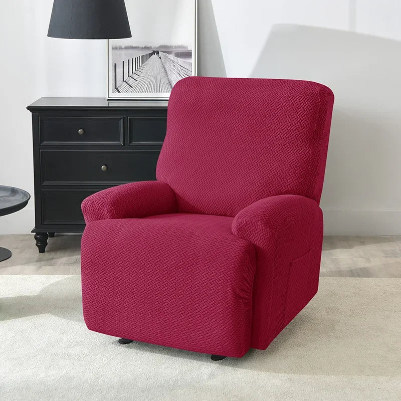1/2/3 Seater Recliner Sofa Cover Jacquard Solid Color Stretch Couch Coushion Solid Color Sofa Slipcover for Living Room Home