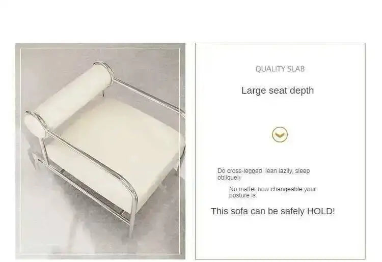 Nordic Fabric Living Room Chairs Stainless Steel Single Sofa Recliner European Living Room Furniture Home Leisure Back Armchair