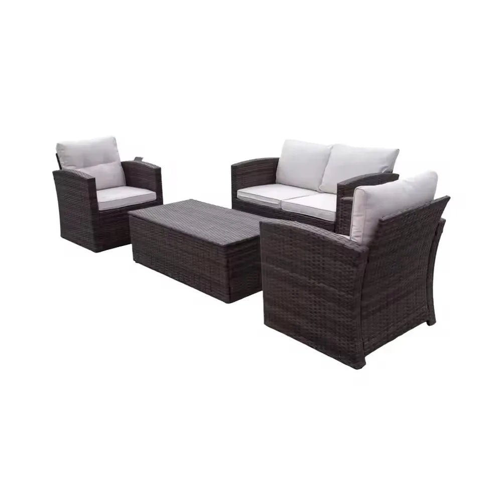 Modern Outdoor Rattan Sofa Set for Patio Balcony Living Room or Courtyard-Woven Wicker Chair Combination for Park Leisure