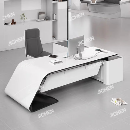 JC Asthetic Executive Luxury Desk Manager L Shaped Modern Designer Computer Table Organizer Workstation Escritorio Office Furnit