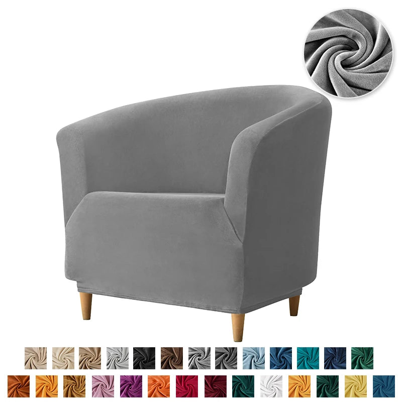 Velvet Tub Cover Chair Jacquard Single Seat Sofa Slipcover 1 Seate Living Room  Furniture Couch Washable Club Armchair Cover
