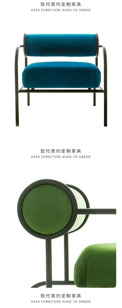 Nordic Light Luxury Single Sofa Chair Medieval Designer Stainless Steel Living Room Simple and Fashionable Backrest Chair