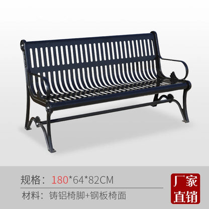 Outdoor wrought iron park chair double black metal outdoor bench chair backrest community square welding park seat