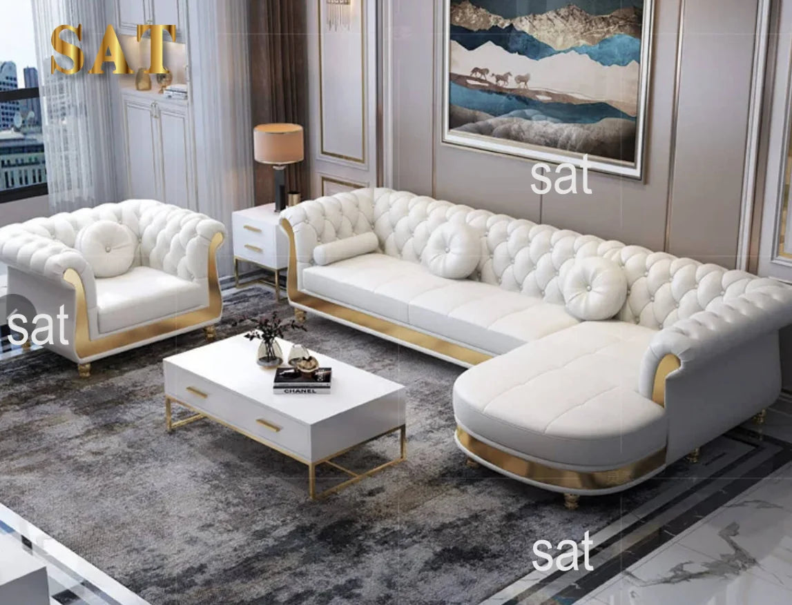 Italian Style Light Luxury Post-modern Sofa Small Apartment Leather First Floor Three-seat Sofa
