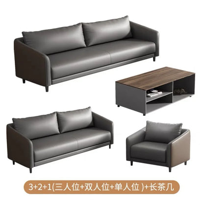 Office Sofa Modern Meeting Guests Business Reception Negotiation Leisure Area Modern Leather Sofa Coffee Table Combination Set