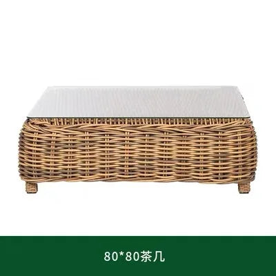 Outdoor sofa courtyard rattan chair three-piece indoor living room sofa combination villa rattan sofa chair sunscreen furniture