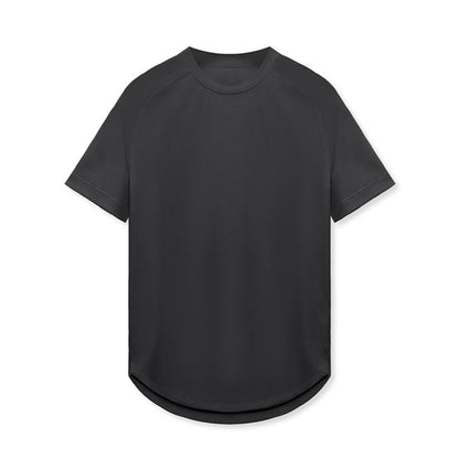 Men Summer Running Shirt Casual Solid Color Round Neck Quick-Drying Short Sleeve Athletic Tops for Streetwear