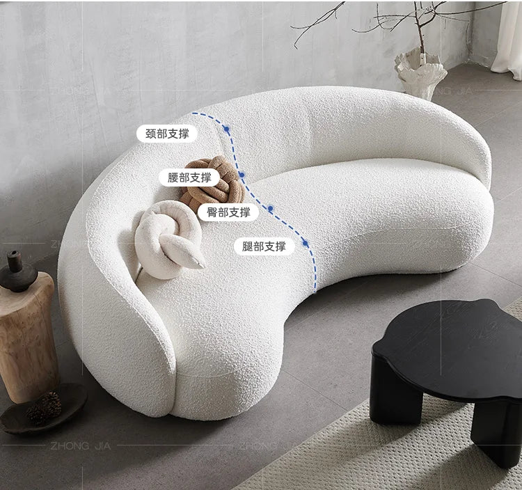 Nordic Curved Sofa Quiet Wind Living Room Fabric Craft Cashew Sofa