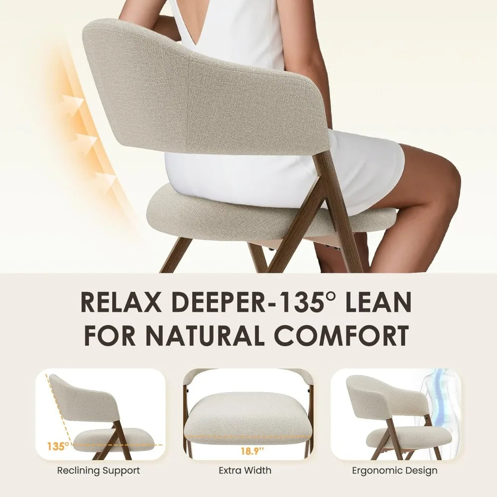 Set of 4 Modern Fabric Upholstered Dining Chairs with Open Back and Padded Seat for Living Room and Kitchen