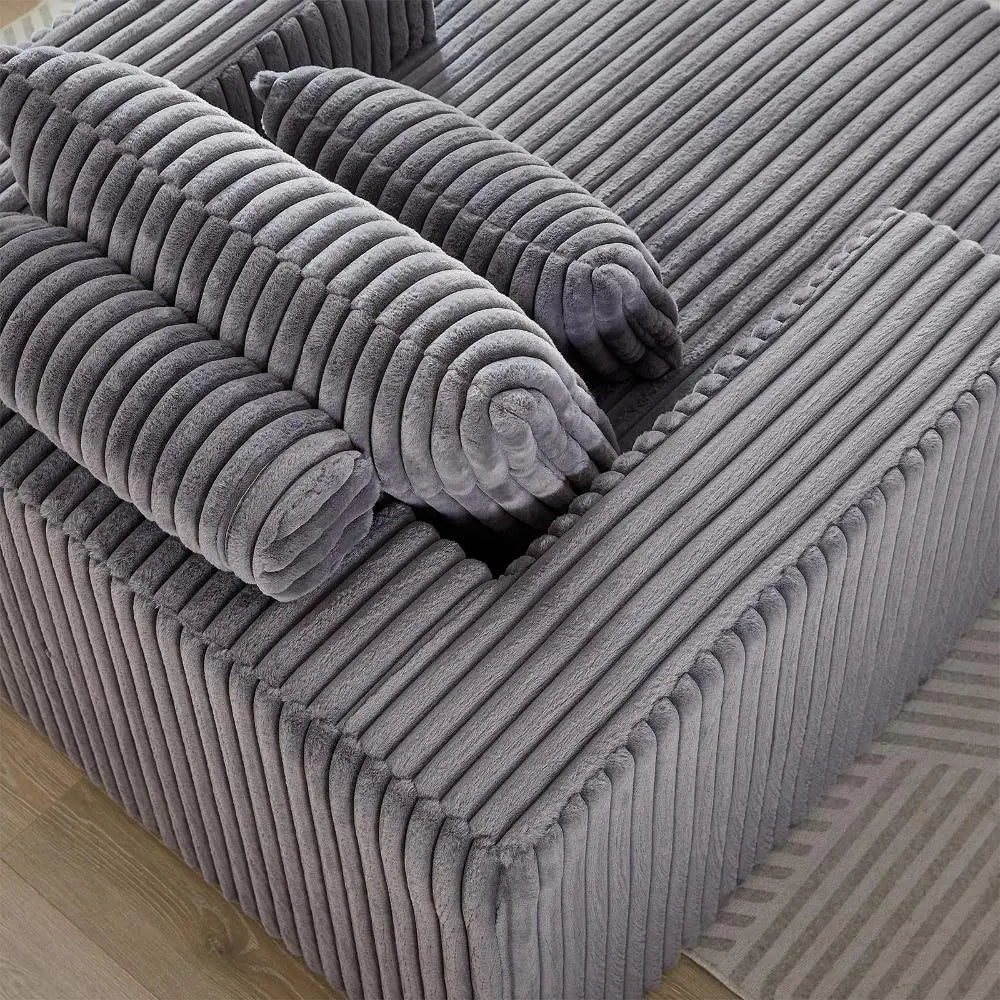 Oversized Chaise Longue Chair Indoor, Modern 48.5-inch Upholstered Corduroy Deep Seat Single Cloud Lounge Floor Sofa Couch