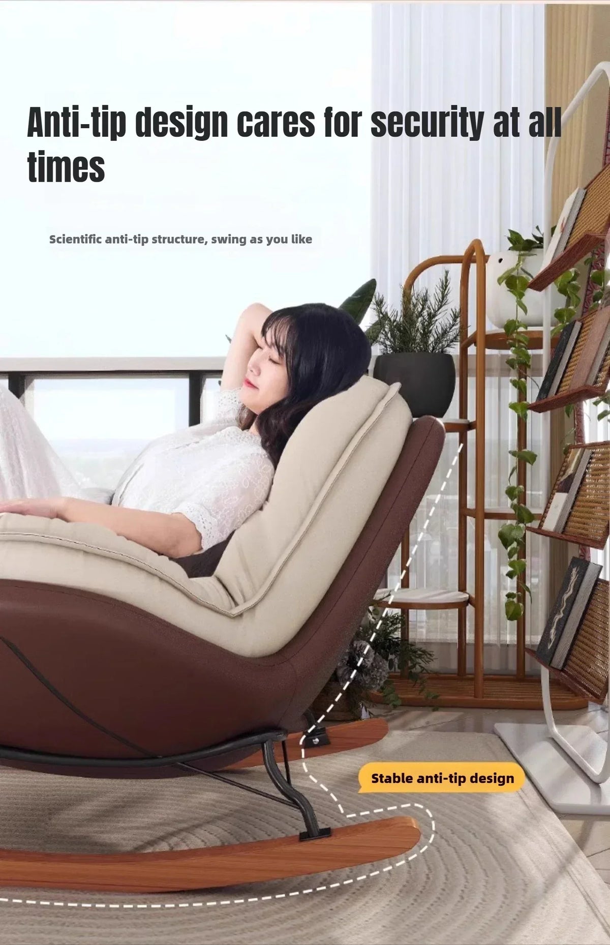 Lazy Sofa Rocking Chair Reclining Sleepable Bedroom Single Recliner Home Balcony Leisure Chair Tatami Seat  Floor Chair