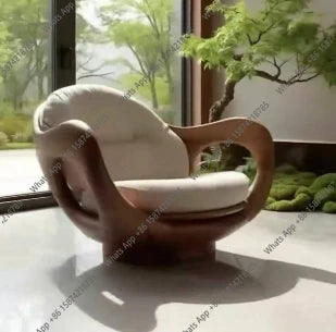 A Customizable Modern Unique Shaped Leisure Chair Minimalist Design Accent Chair Solid Wood Armchair For Home Hotel