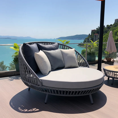 Modern style popular sun bed pool bed mesh lounge chair lounge chair rope sun bed outdoor furniture