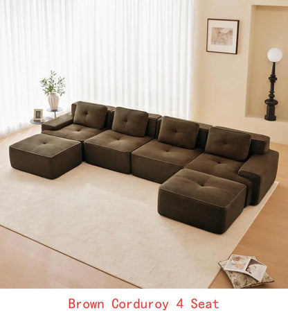 Cloud Modular Sectional Sofa with 2 Storage Ottomans 160.6" Down Filled Comfort U Shaped Sofa Minimalist Wide Deep Seat Couch