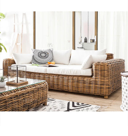 Outdoor rattan sofa  terrace leisure waterproof sunscreen balcony rattan chair outdoor villa garden combination