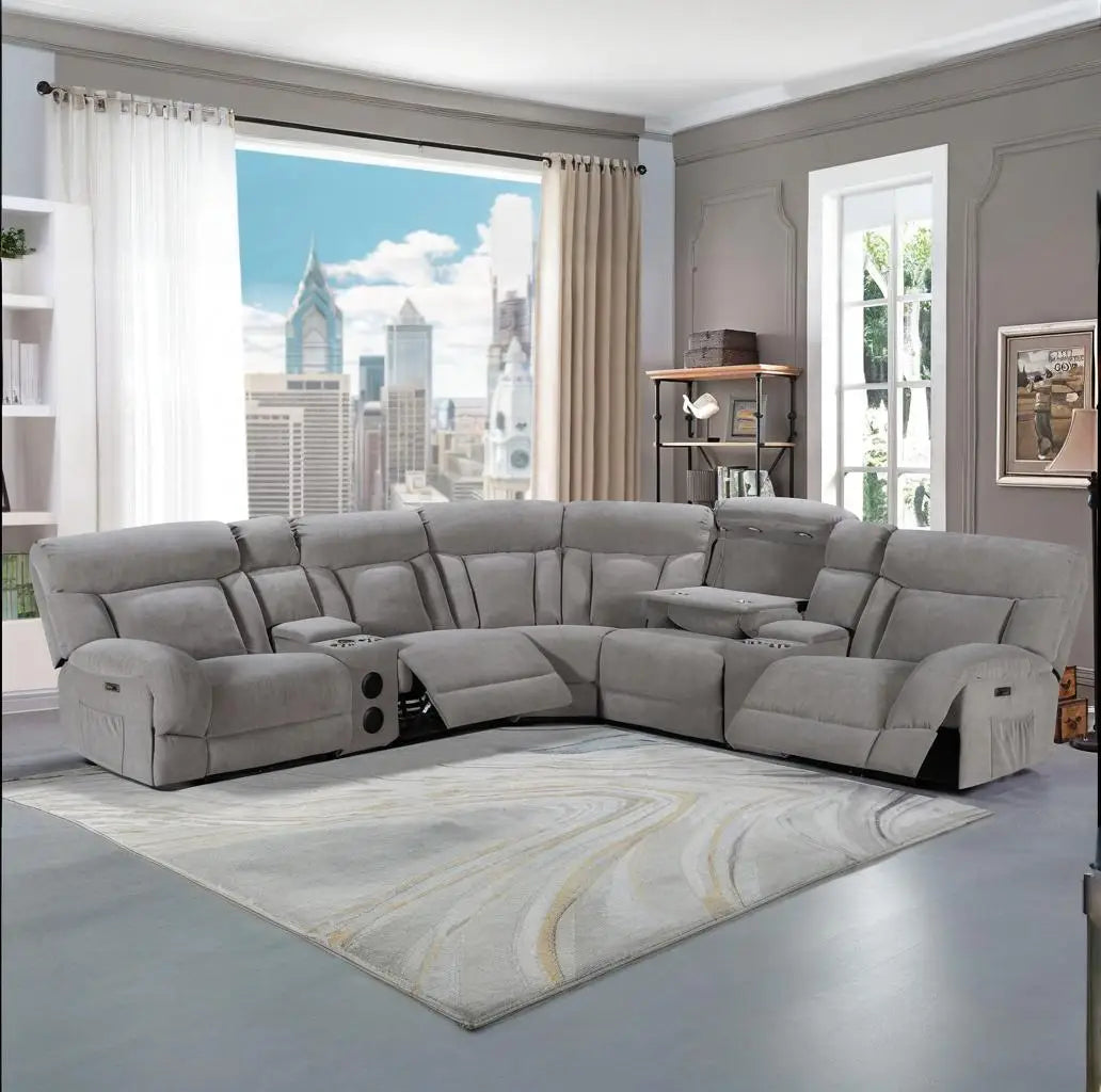 Recliner Sofa Set Hot Selling Modern Design Comfortable Leather Extendable Wood Frame Living Room Furniture Couch 7014