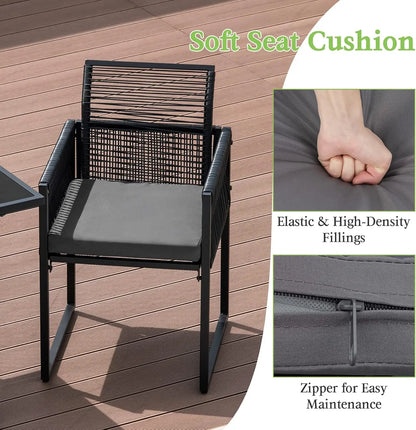 3-Piece Outdoor Dining Set with Folding Chairs, Cozy Cushions, and Tempered Glass Table for Backyard and Poolside