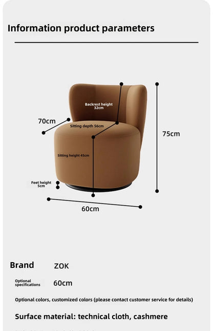 Single balcony sofa is simple, leisure chair, rotatable fabric, bedroom dressing stool, retro light luxury