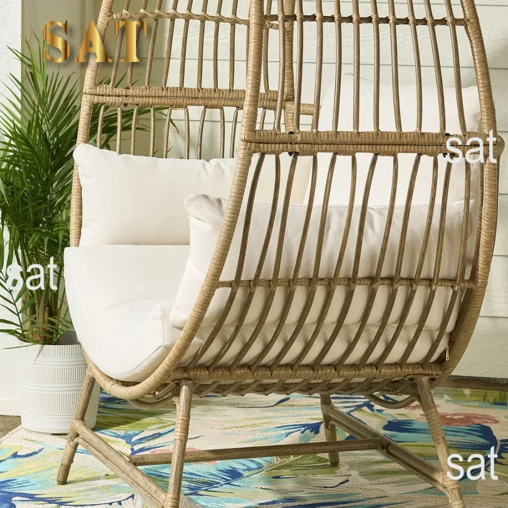 #x New  Bellamy Round Wicker Outdoor Egg Chair, Beige