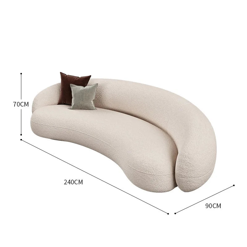 Internet celebrity lamb wool coffee table combination hotel lobby lounge multi-person curved fabric sofa