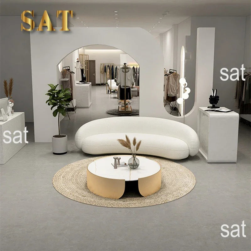 -Modern Light Design Luxury Nordic Velvet Curved Comfortable Living Room Armrest Sofa