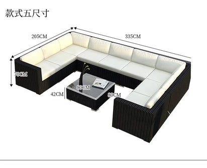 Terrace Modern Garden Sofas Outdoor Combination Courtyard Nordic Garden Sofas Waterproof Pe Rattan Furniture Sofá Jardín MHHYSF