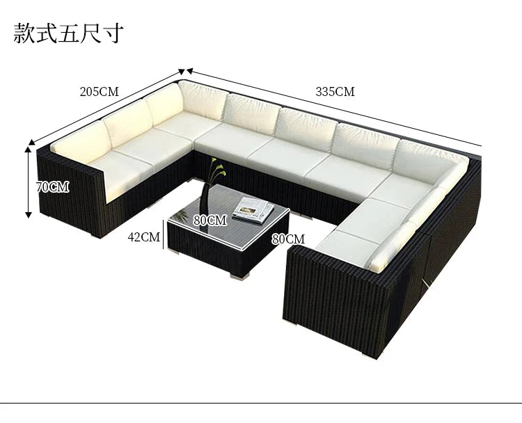 Terrace Modern Garden Sofas Outdoor Combination Courtyard Nordic Garden Sofas Waterproof Pe Rattan Furniture Sofá Jardín MHHYSF