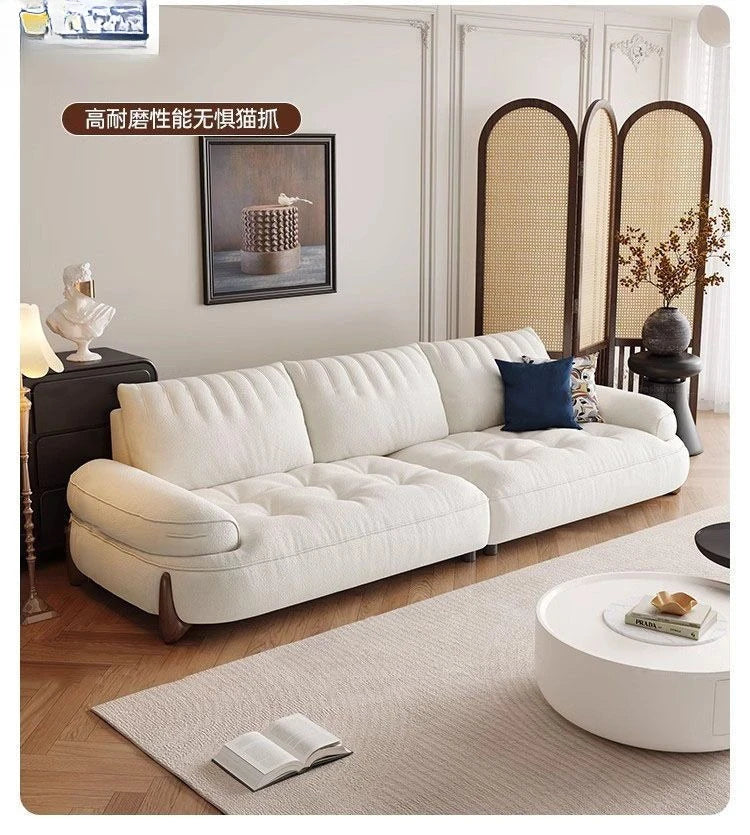 Cream style fabric sofa, modern light luxury living room small apartment sofa, cat claw cloth