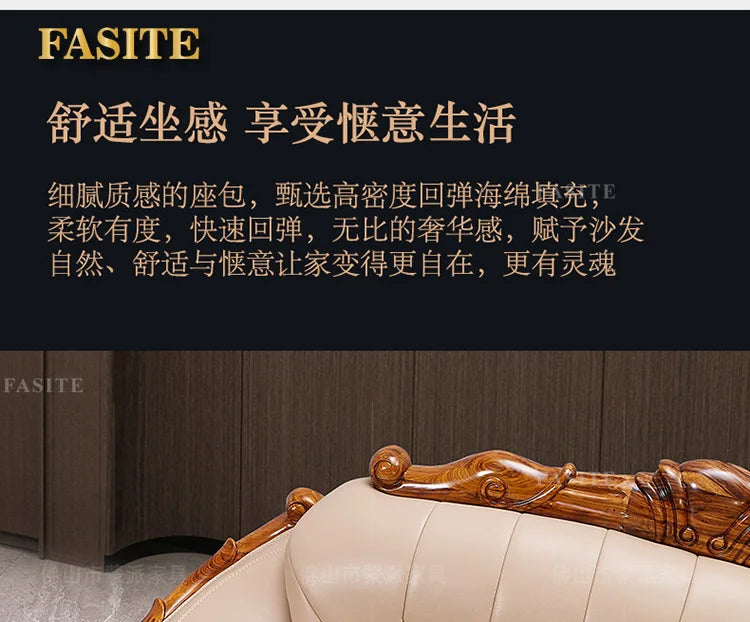 European leather sofa corner combination home high-end luxury living room new Chinese first layer cowhide solid wood