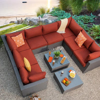 Budget-friendly Outdoor Rattan Woven Sofa, Outdoor Garden, Villa, Courtyard Balcony, Casual Corner Sofa, Coffee Table
