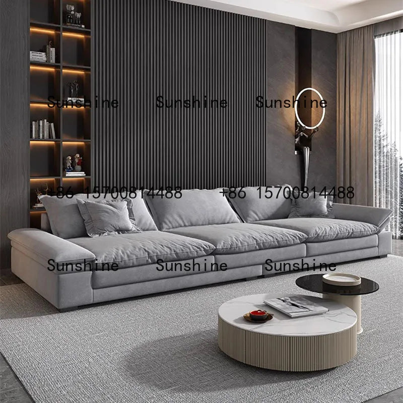 Armrests adjustable cat's paw cloth sofa Italian minimalist living room large inline row of technical fabric black fabric