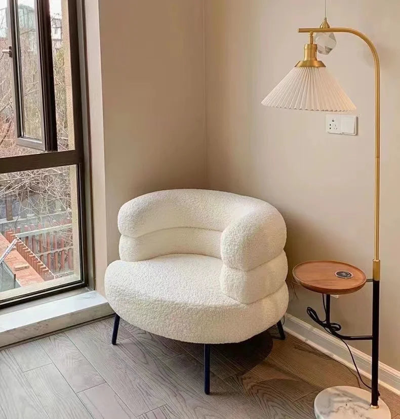 Internet celebrity backrest sofa lamb wool lazy sofa chair living room bedroom cloakroom casual makeup chair dresser chair