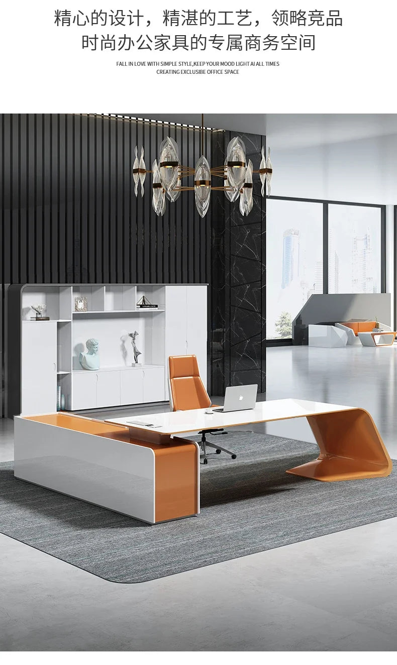 Minimalist Luxury High-end Designer Office Desk Fashionable High-end Modern Simple European Aesthetic Scrivania Trendy Furniture