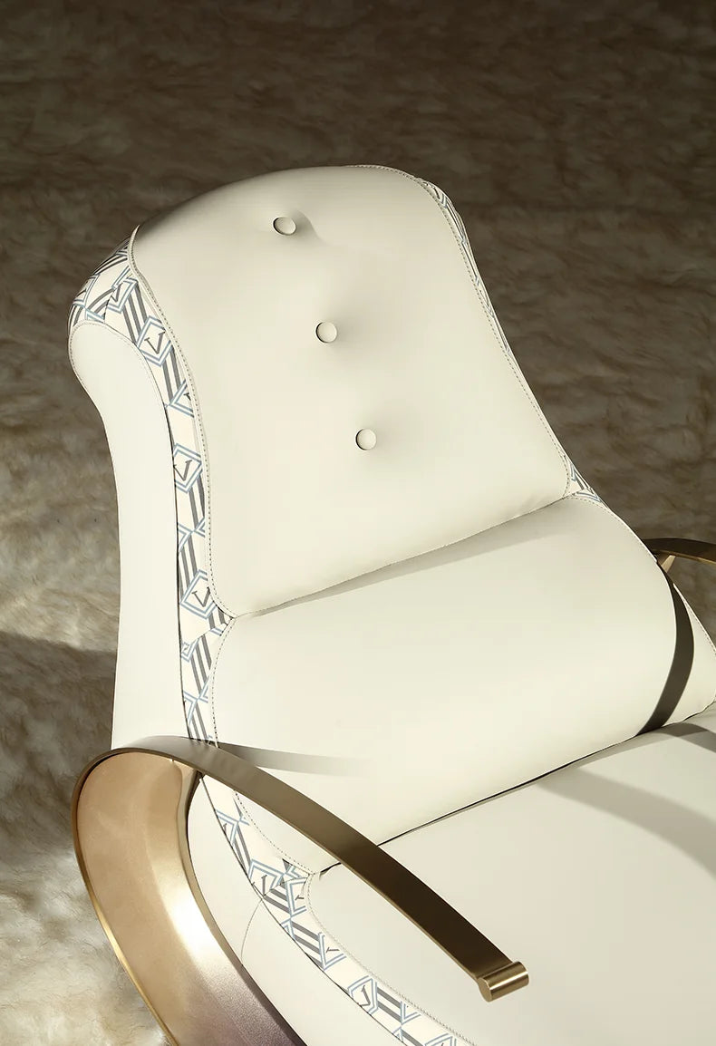 Modern Italian light luxury rocking chair leather recliner leisure single sofa rocking