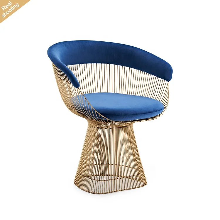 Modern Home Metal Gold Frame Accent Chair Luxury Fabric Velvet Stainless Steel Living Room Lounge Chairs