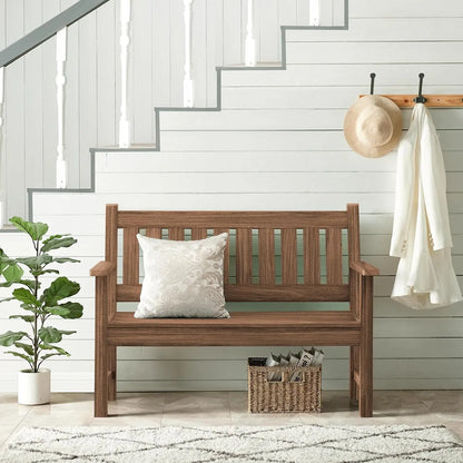 Outdoor Bench, 2-Person Garden Bench, Poly Lumber Patio Bench for Outdoors, Porch, and Park (Brown), Customized