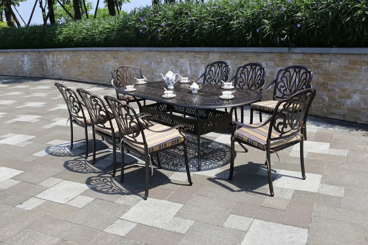 Patio Outdoor Furniture Cast Aluminum Chairs and Table Garden Metal Dining Sets Balcony Leisure Furniture Barbecue