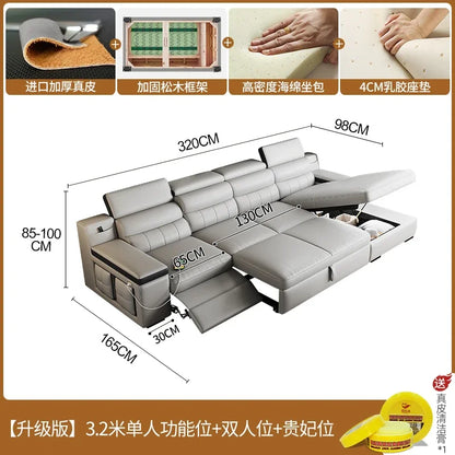 Designer Leather Sofa Living Room Ajustable Lounge Foldable Sofa Reclinable Modular Minimalist Woonkamer Banken Lounge Furniture
