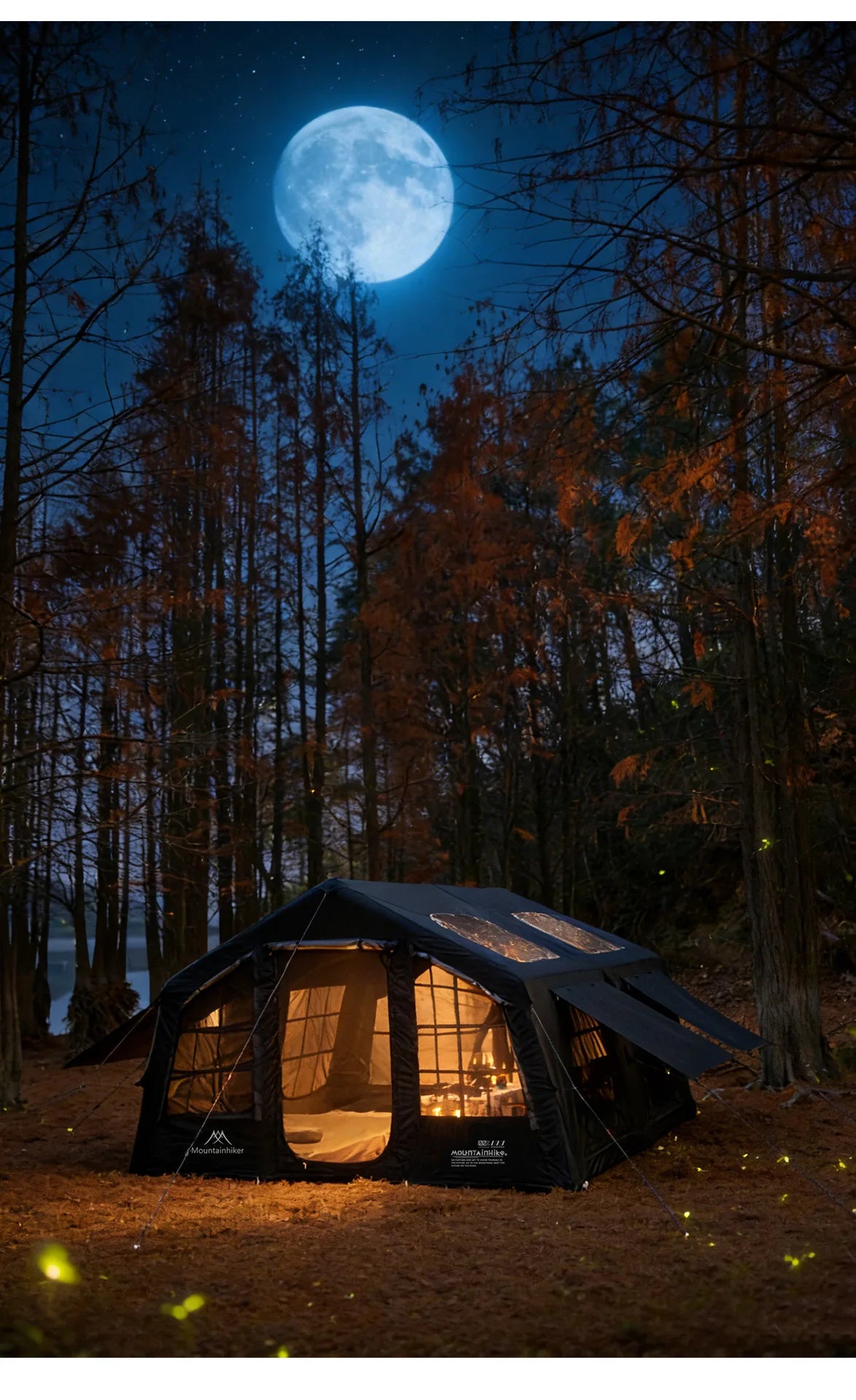 Mountainhiker 13.6㎡ Large Inflatable Tent Outdoor Camping 8-10 Person Tent Rainproof Family Awning Beach Quick Open Fishing Park