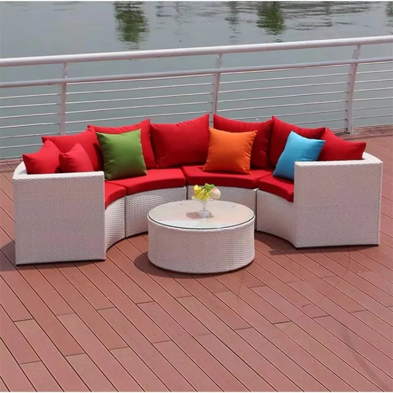 Modern Outdoor Wicker Patio Set Aluminum Furniture Rattan Sofa Bistro Garden Couch