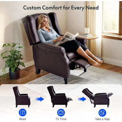 White Fabric Tudded Single Sofa Armchair with Wingback Design for Living Room, Bedroom, or Study